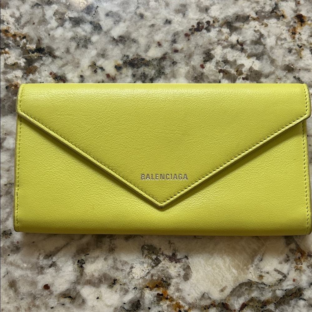 Balenciaga Lime Green Envelope Wallet